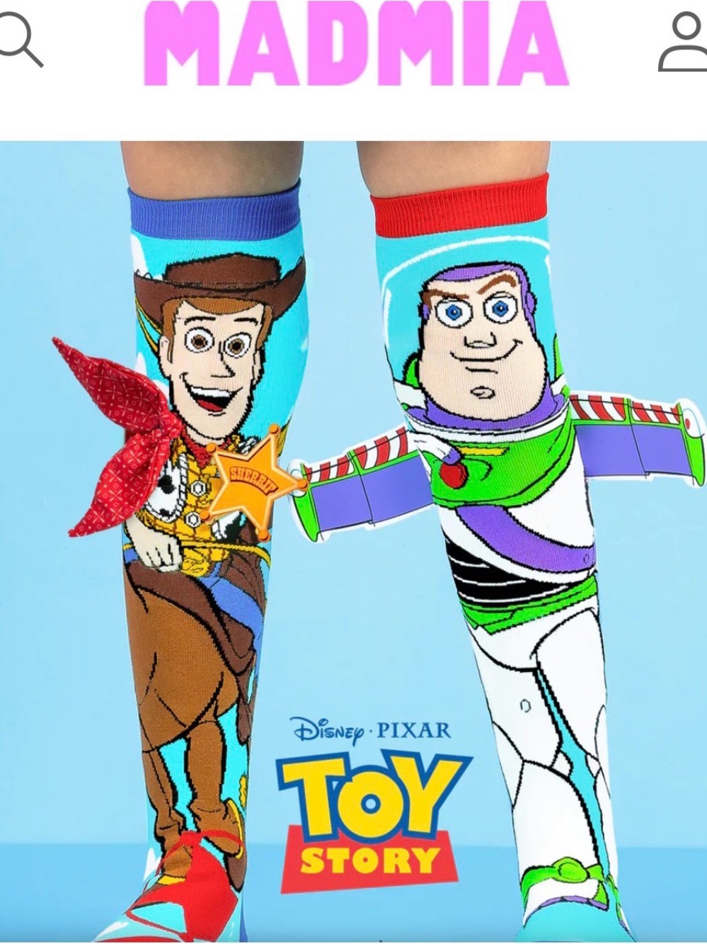 Madmia  Toy Story Kids Character Knee-High Socks - Woody & Buzz Lightyear